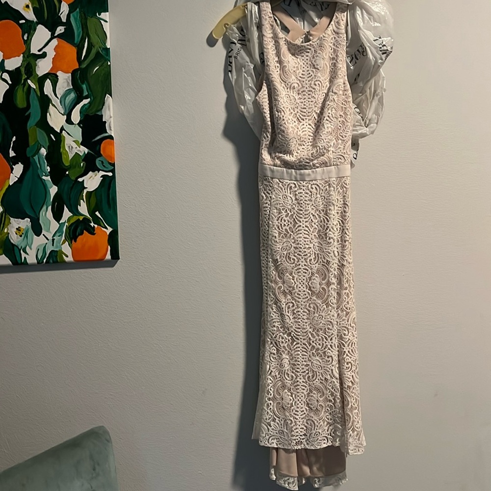 NWT DB Studio Davids Bridal Lace& cream midi dress Host Pick